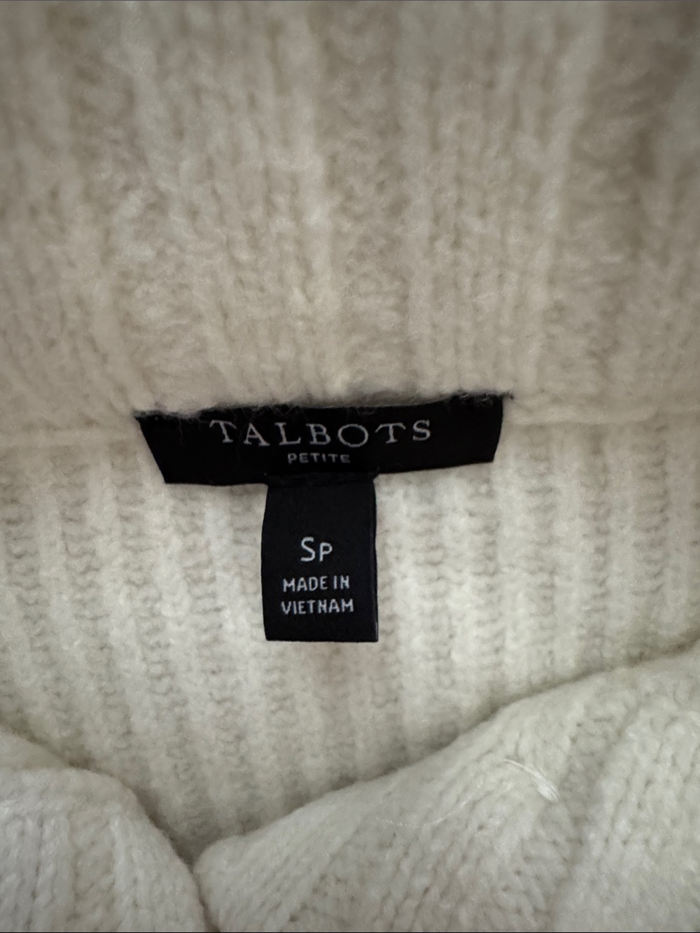 Talbots Cream Ribbed Petite Sweater - Picture 2 of 3